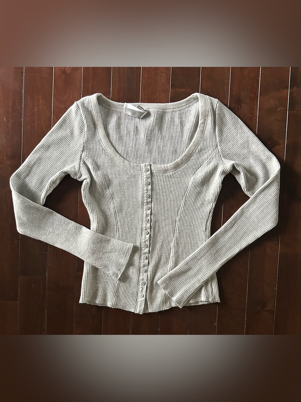 SKIMS Cotton Jersey Scoop Neck Long Sleeve Top Gray Size Small